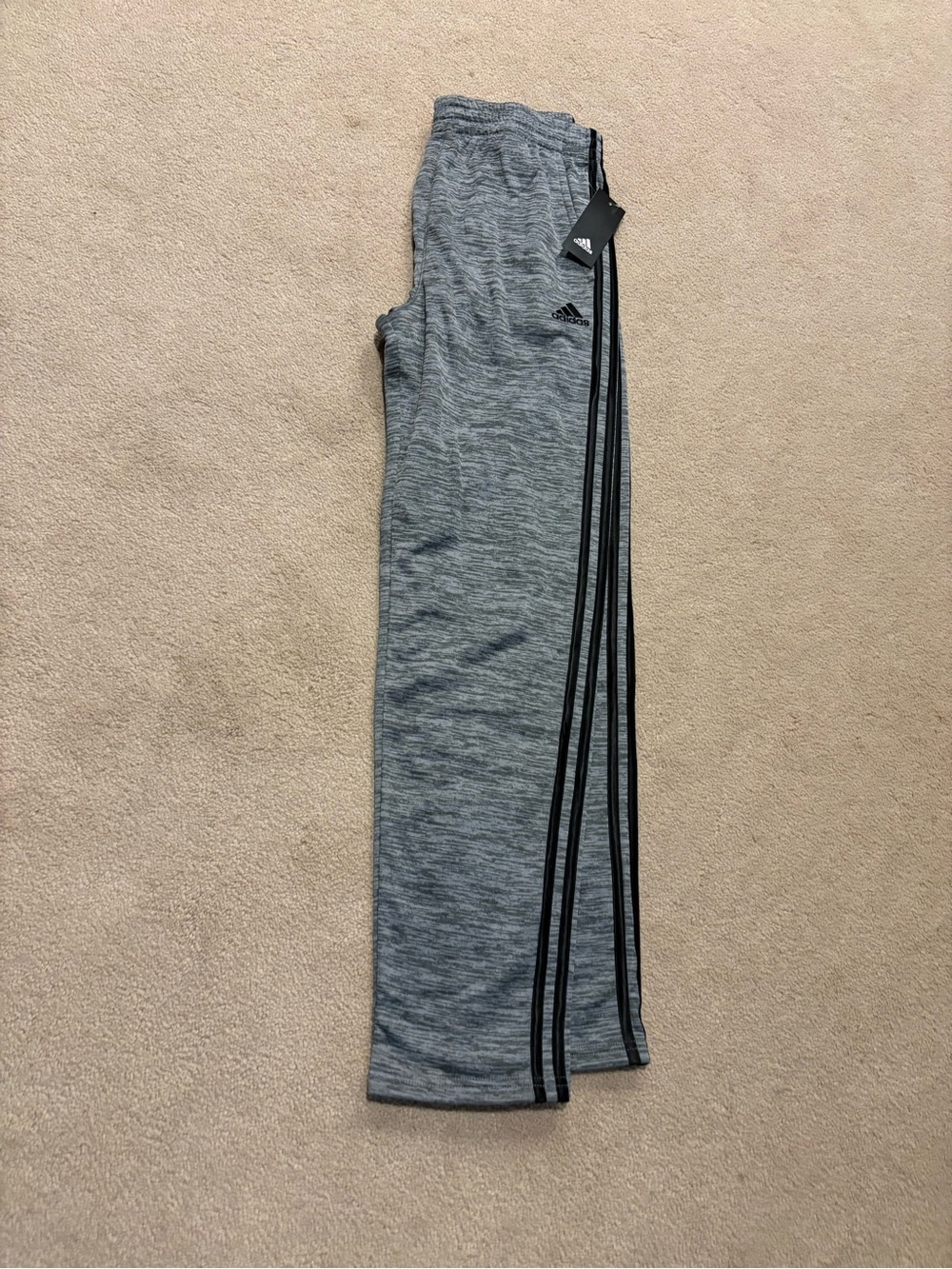 adidas Grey Heather Joggers with Black Side Stripes